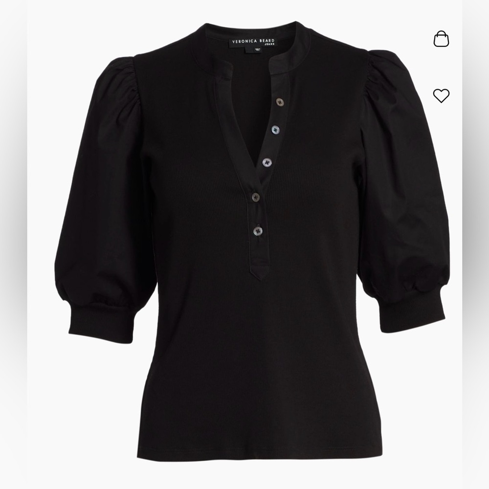Veronica Beard Coralee Puff Sleeve Top in Black Size Small - Worn Once!